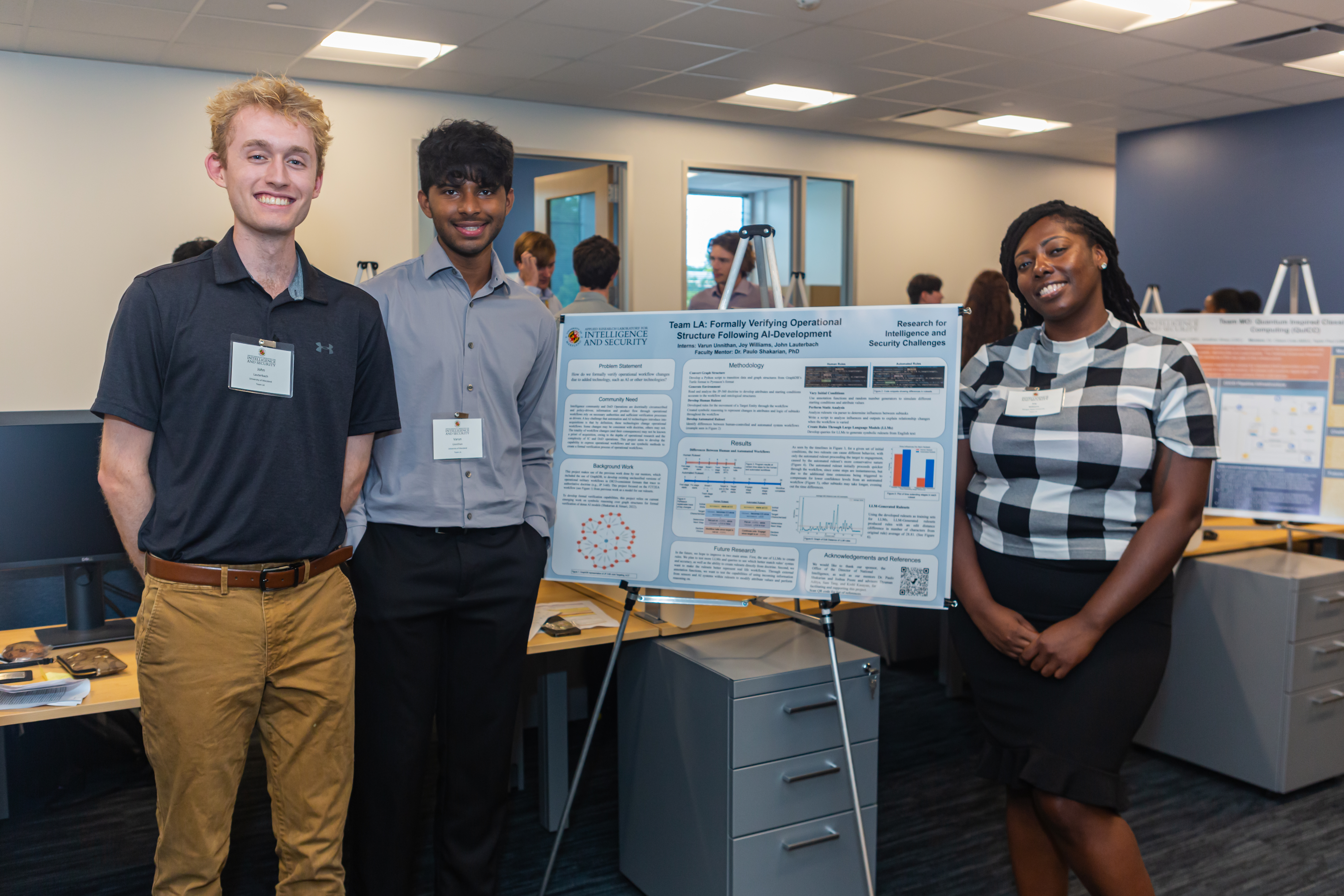 RISC 2023 interns John Lauterbach (UMD), Varun Unnithan (UMD), and Joy Williams (Morgan State)